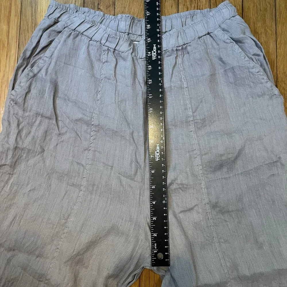 Match Point USA Small Linen Wide Leg Pants Lagenlook Elastic Waist Oversized EUC